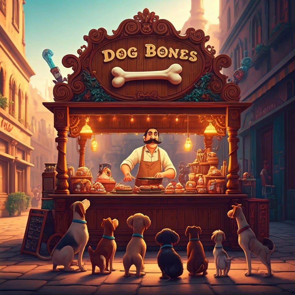 Dog Street Food Stand in Moebius Style