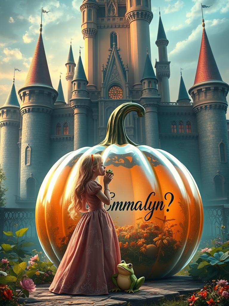 Princess and Frog in Whimsical Hyperrealistic Scene