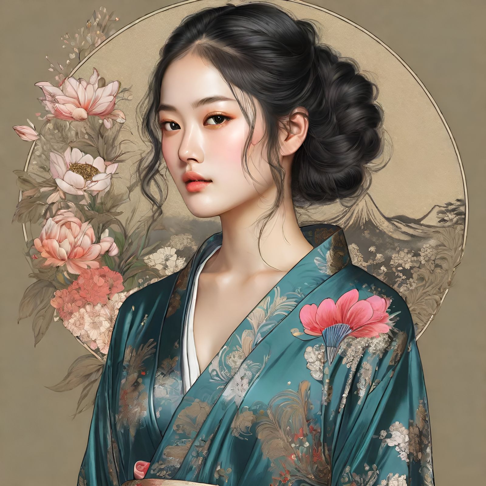 Hyperdetailed Line Art Portrait of a Basque Lady