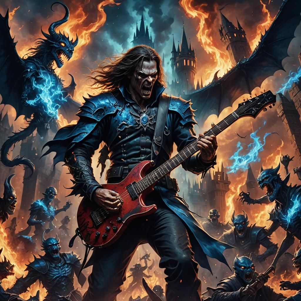 Heavy Metal Guitarist Battles Vampires in a Castle