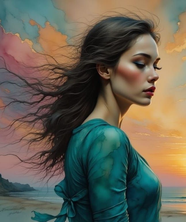 Teal and Gold Wind of Sorrow Image