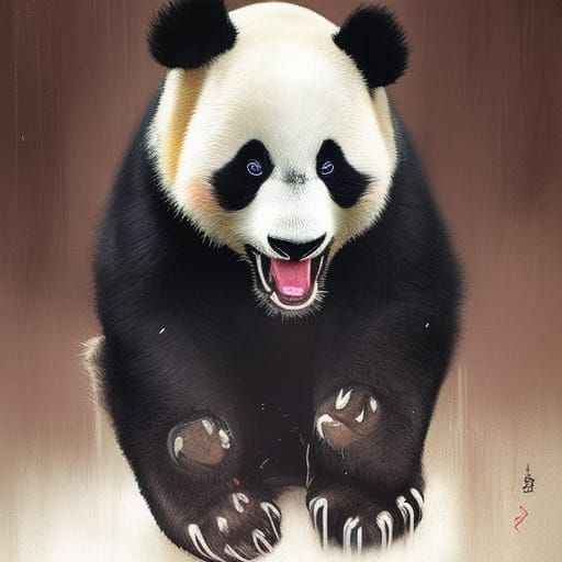 Sinister Panda in Dark Fantasy Style