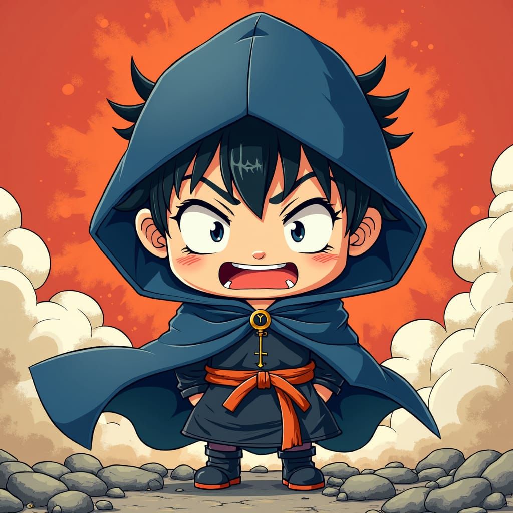 Chibi Gojo in Vibrant Anime Style