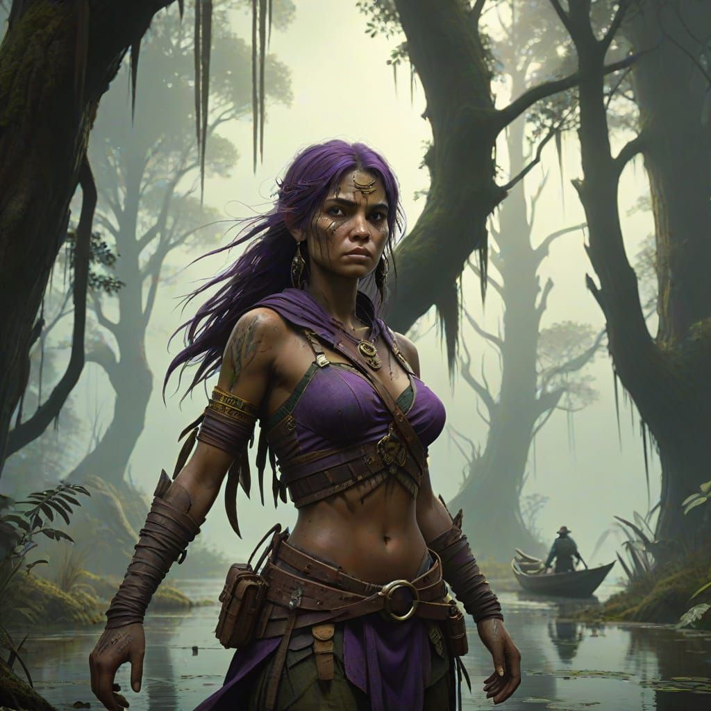 Dark Fantasy Swamp Hunter Digital Painting