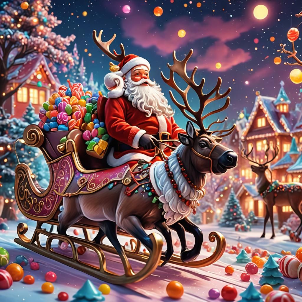 Santa's Sleigh Ride in Candy Art Style