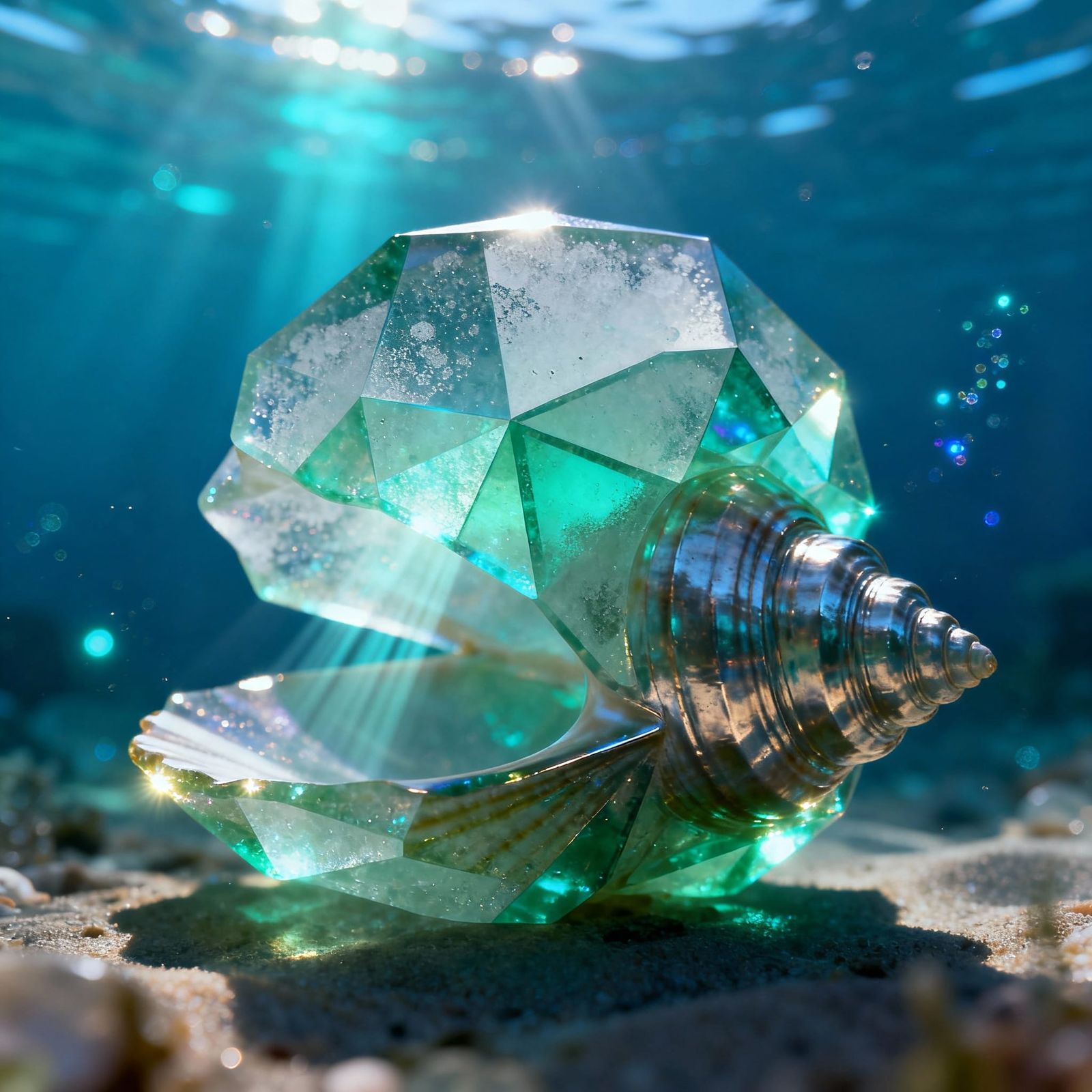 Sea Glass Turtle in Ethereal Underwater Light
