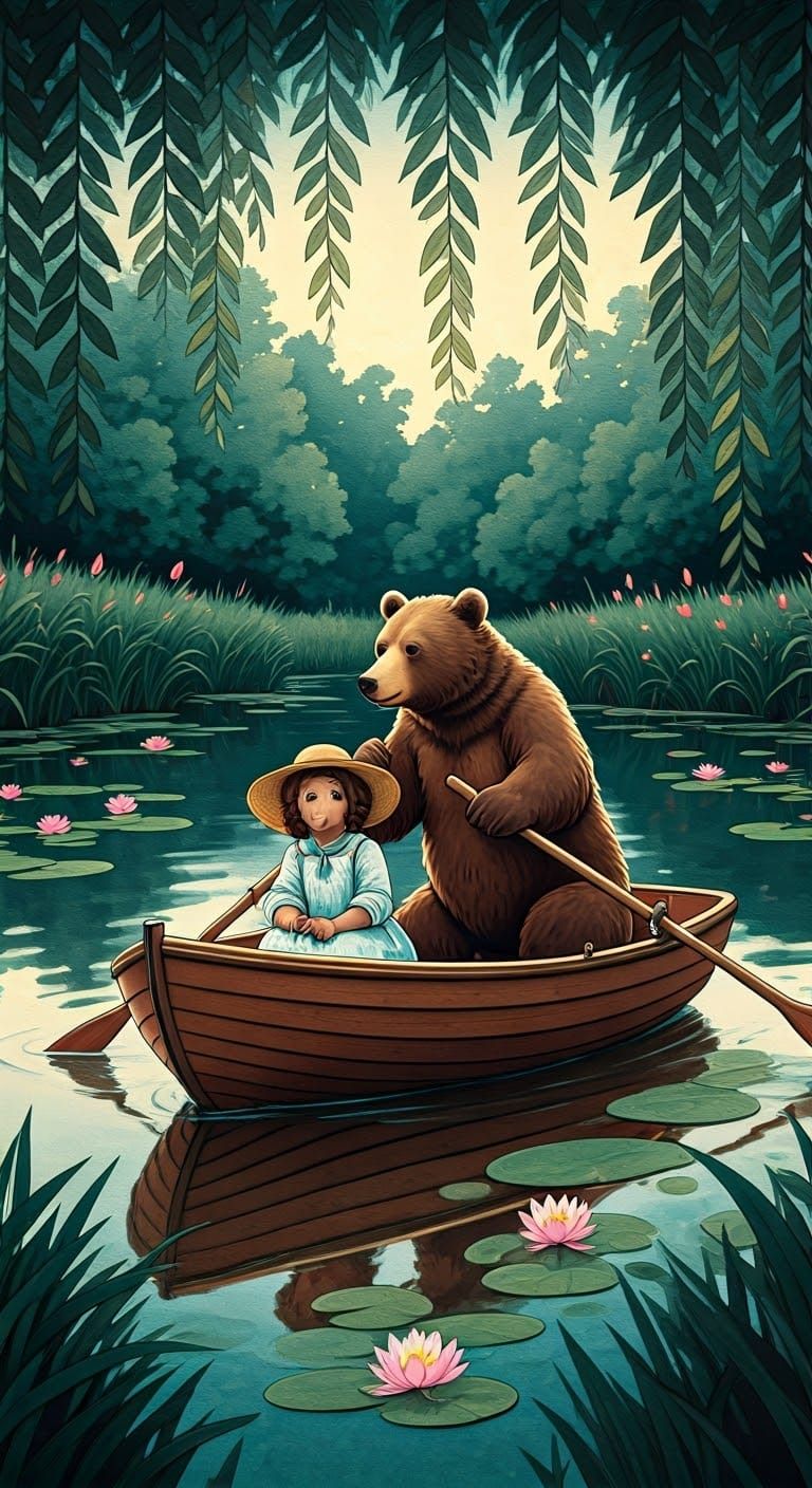 Bear and Marsha's Whimsical Boat Ride at Dusk