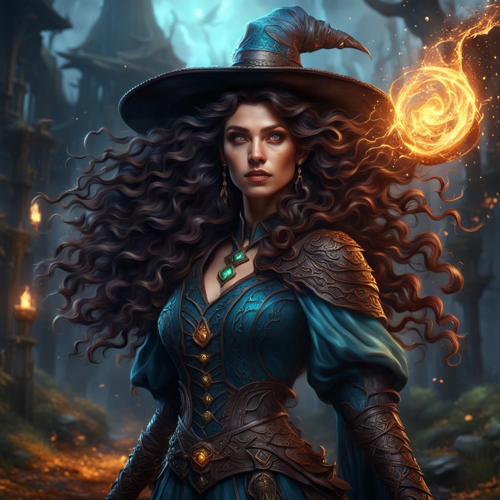 Elemental Witch Fantasy Concept Art in 8k