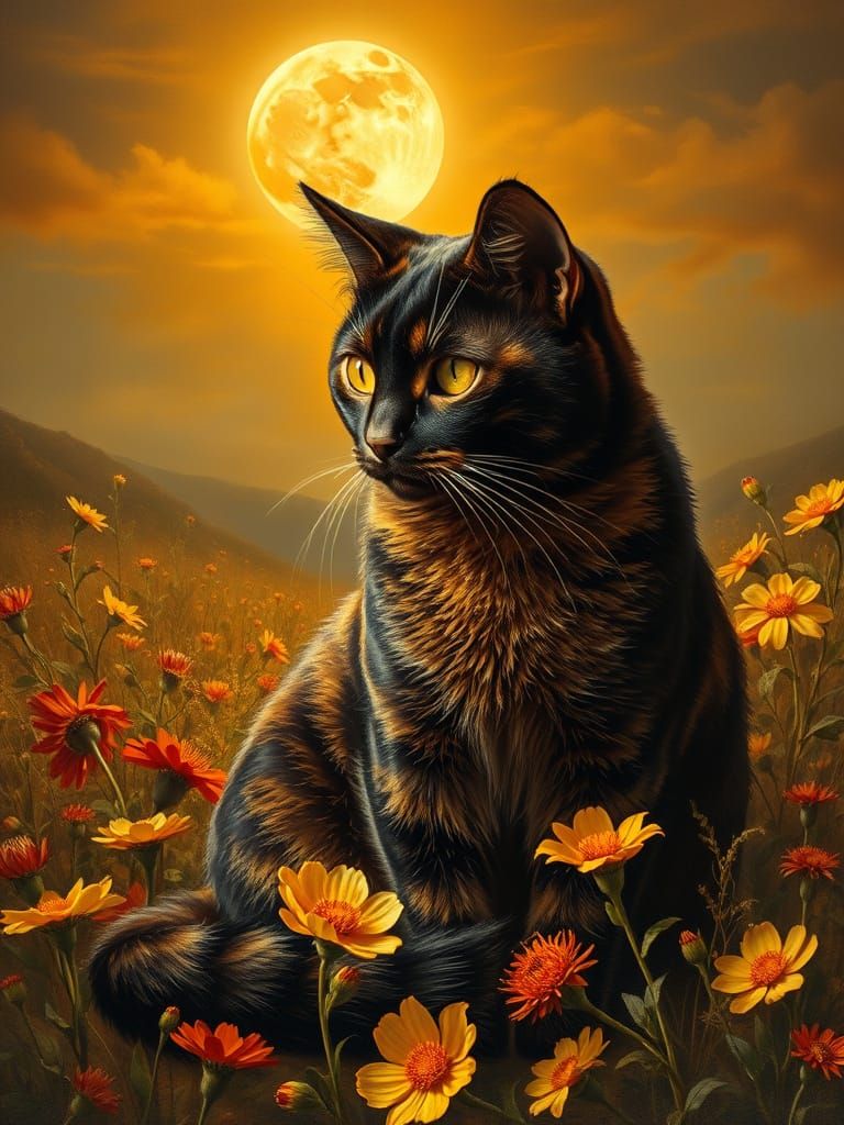 Elegant Tortoiseshell Cat in Renaissance Fine Art Style