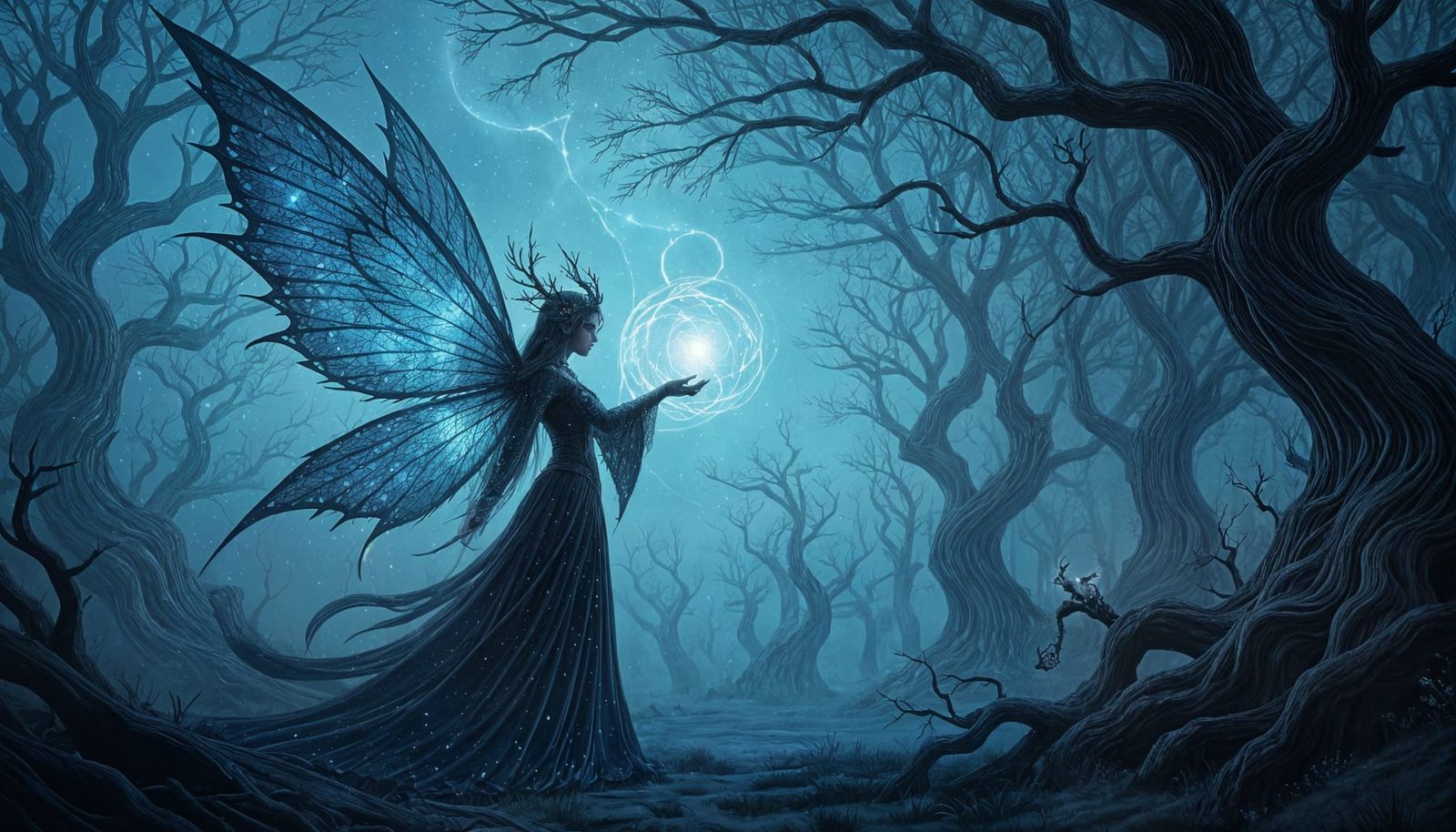 Ethereal Fairy Necromancer in Dark Fantasy Art