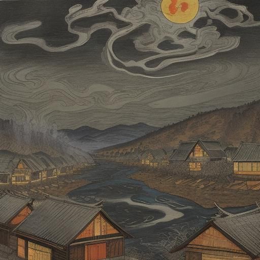 Night Travelers in Ukiyo-e Style