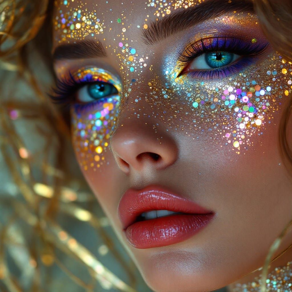 Surreal Sequin Portrait in Hyperreal Style