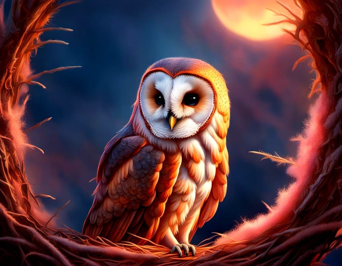 Heartbroken Barn Owl Peering from Nest