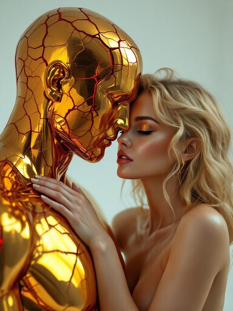 Golden Statue: Intimate Studio Portrait