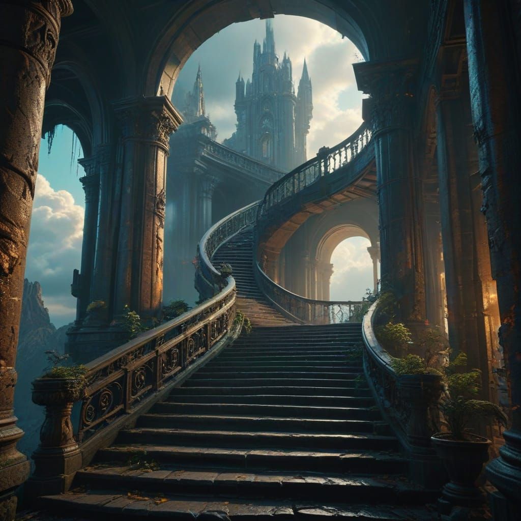 Majestic Stairway Ascends into Celestial Vortex