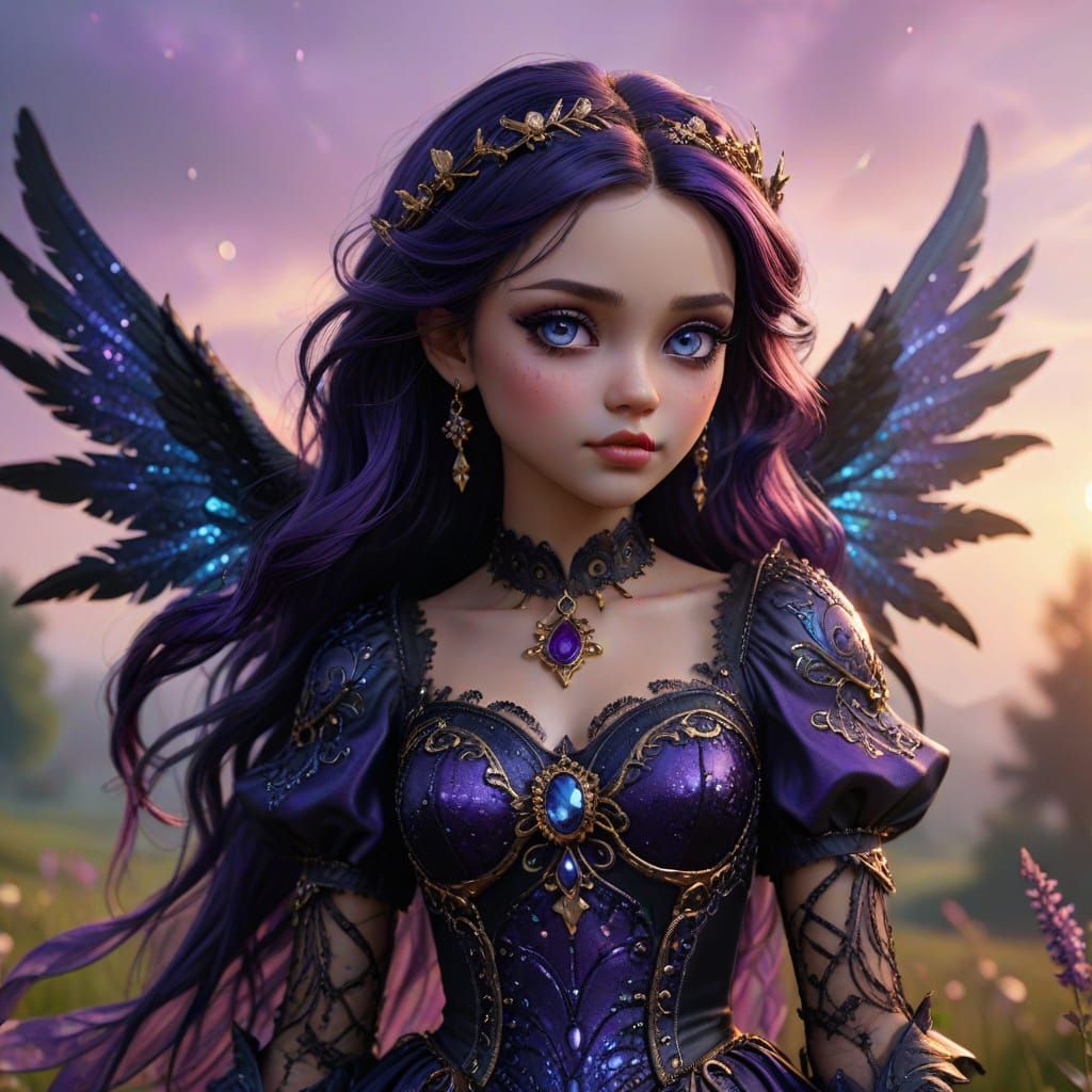 Dark Angel in Gothic Bratz Style with Electric Aura