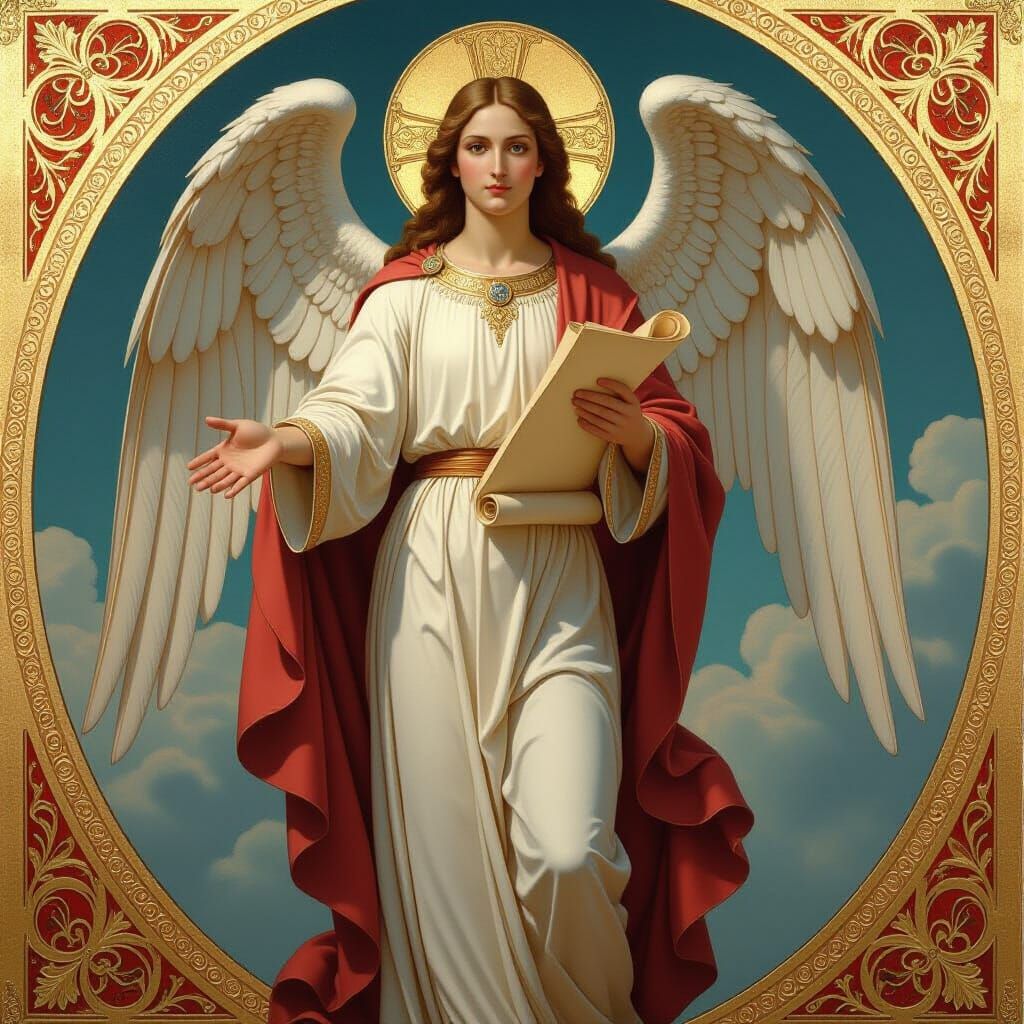 Archangel Gabriel with Wings in Orthodox Iconography Style