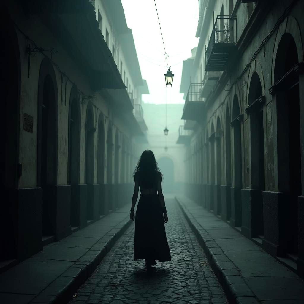 Sinister Book Cover with Colonial Architecture