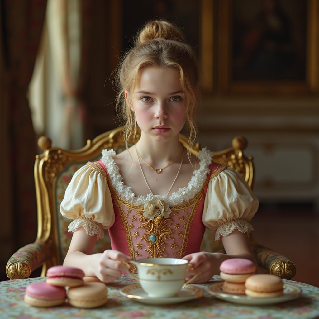 Young Marie Antoinette in Rococo Elegance