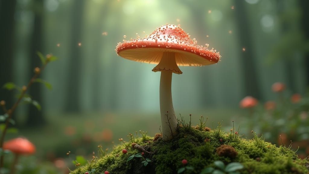 Enchanted Forest Mushroom Dancer in 3D Anime Style