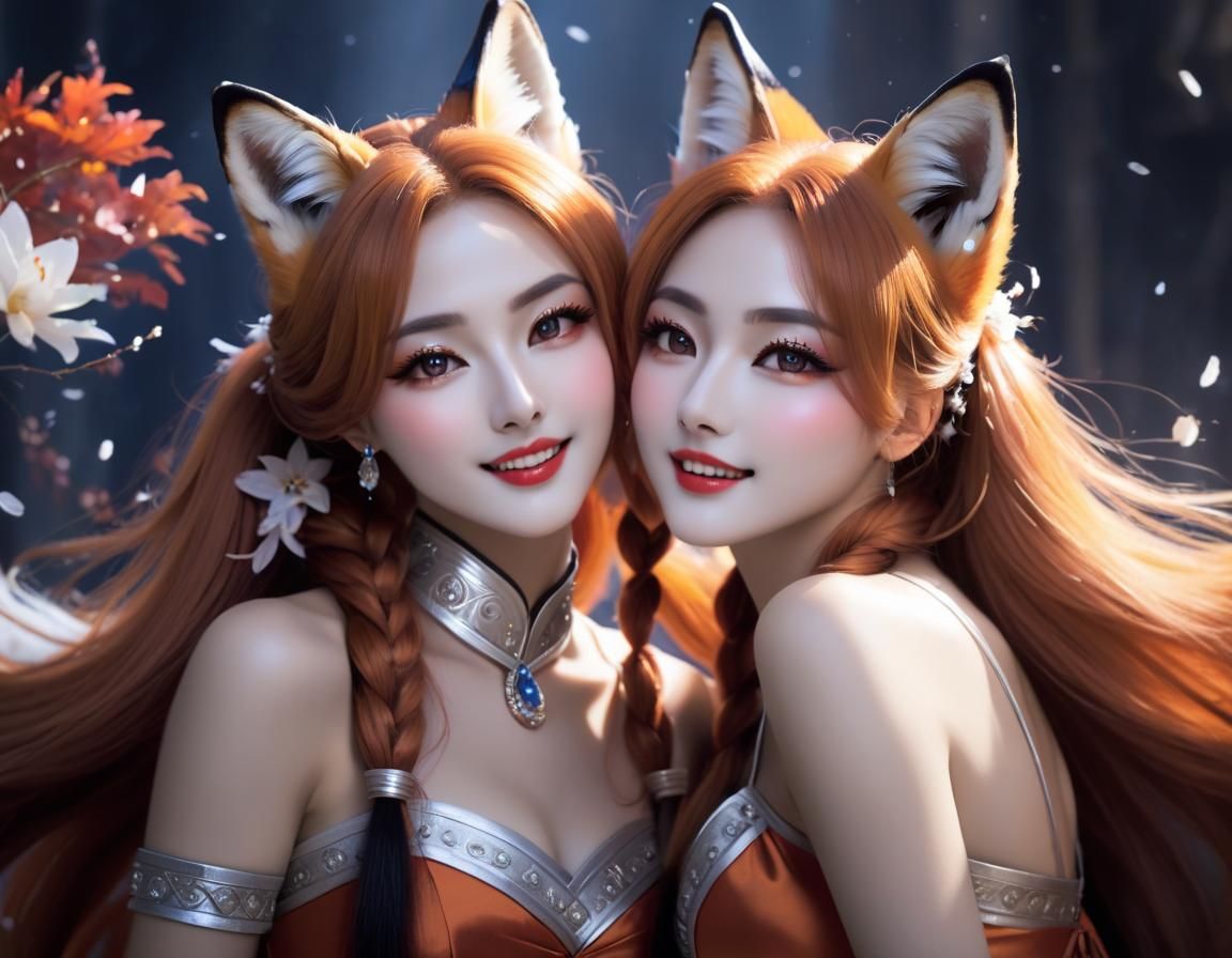 Fox Maiden Waving in a Transient Dream