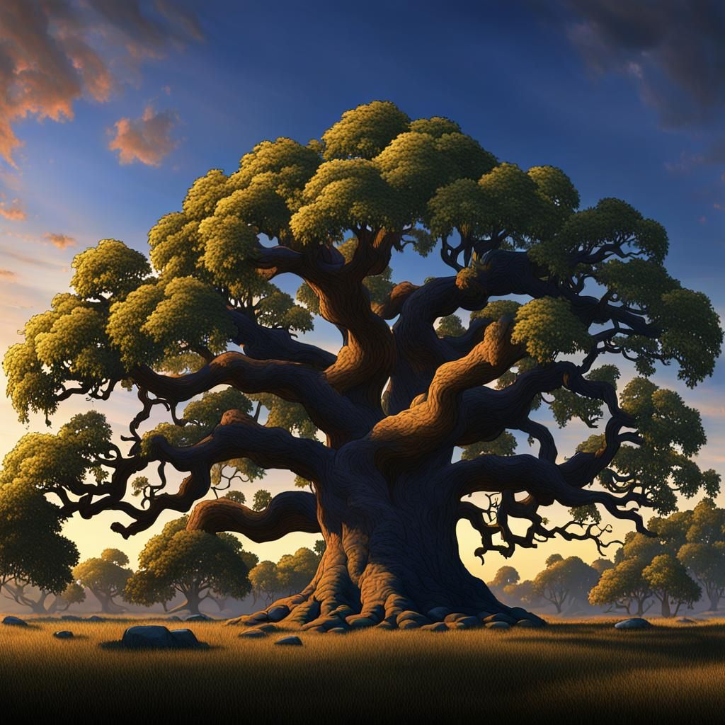 Realistic Oak Tree Logo in Full Color