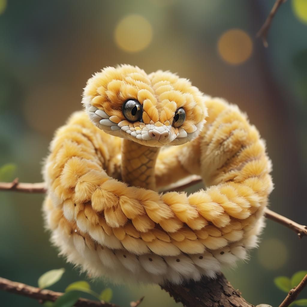 Adorable Fuzzy Baby Snake with Fur