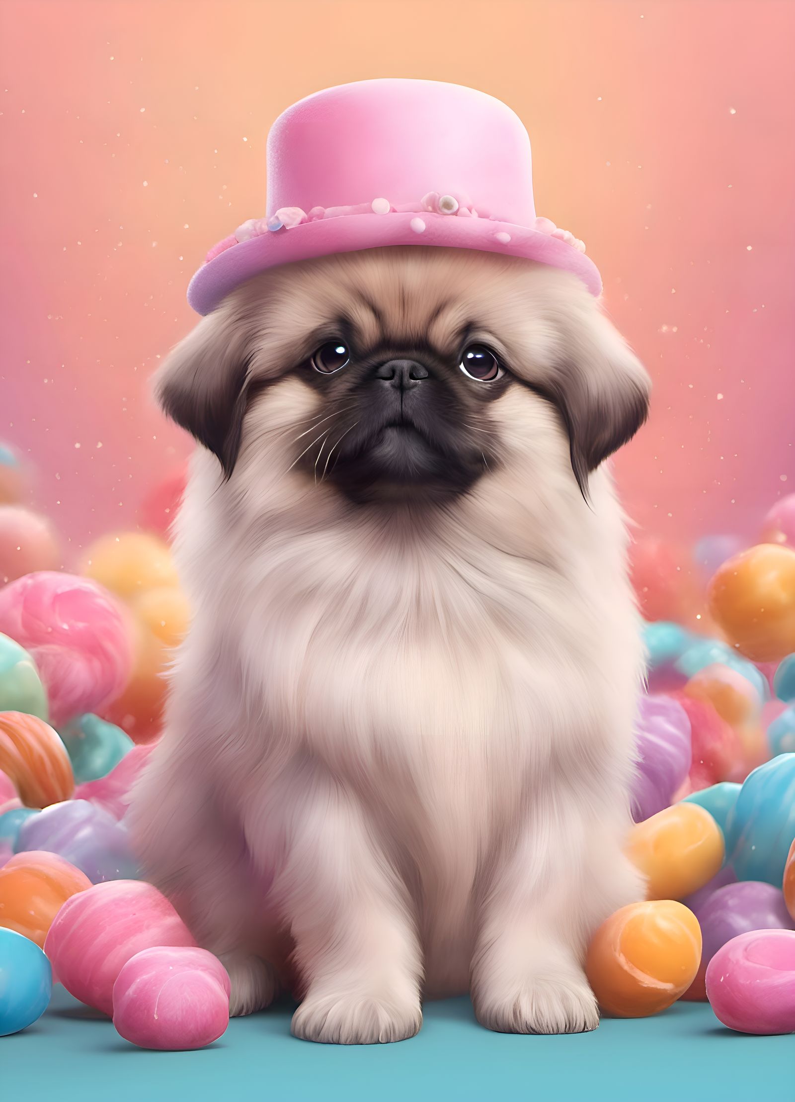 Pekingese Puppy in Candy Art Style