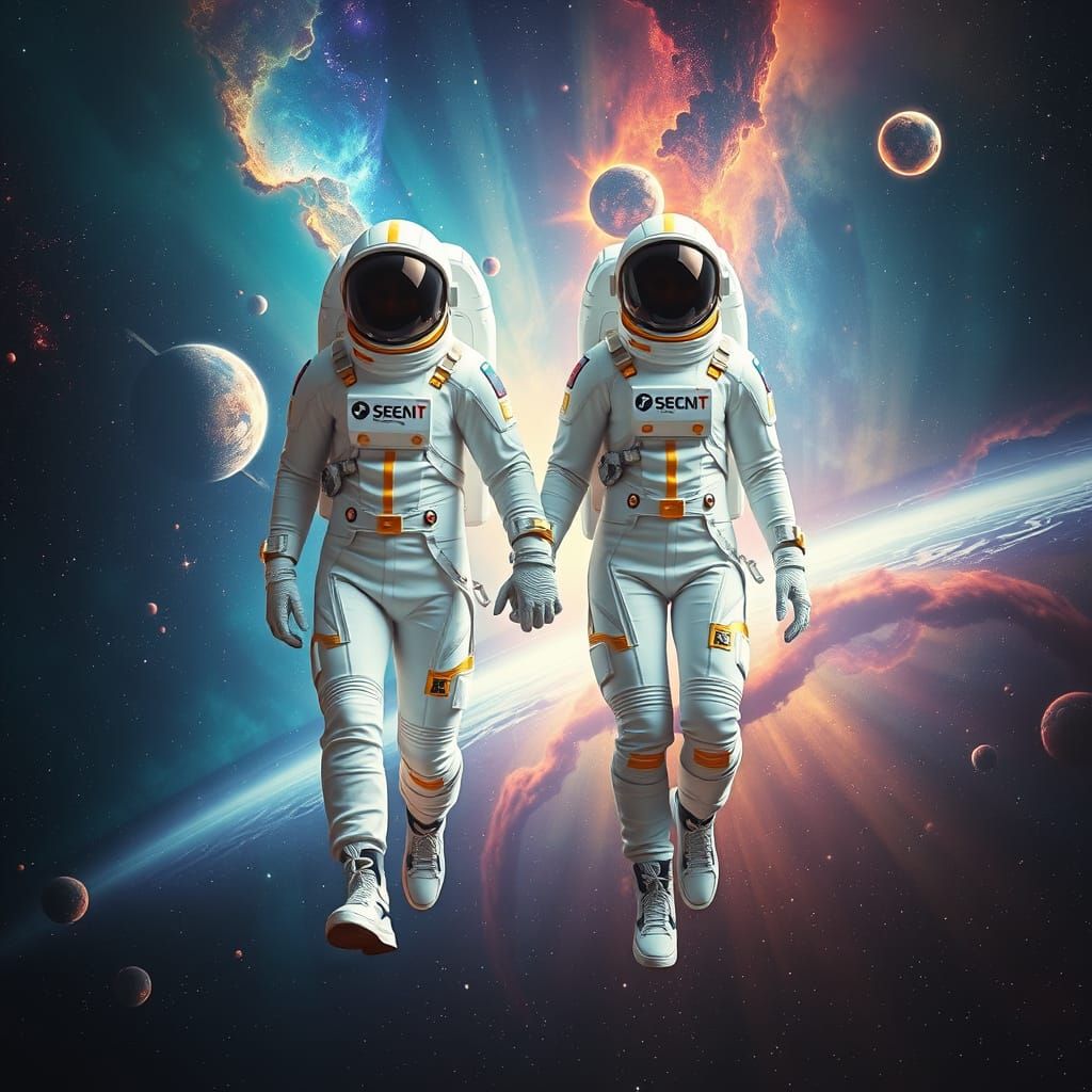 Cosmic Duo in Vibrant Galaxy