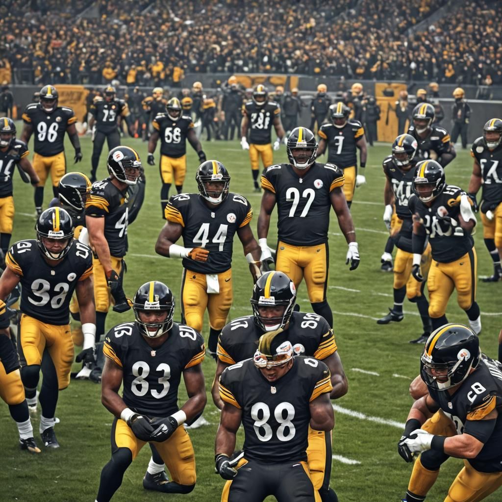 NFL Players United in Steelers Uniforms: Hyperrealistic Imag...