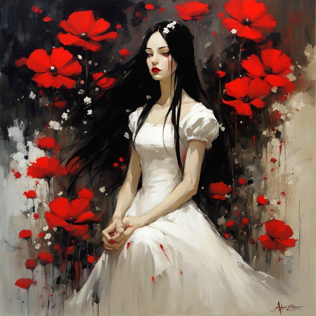 Romantic Snow White in Oil Painting Style