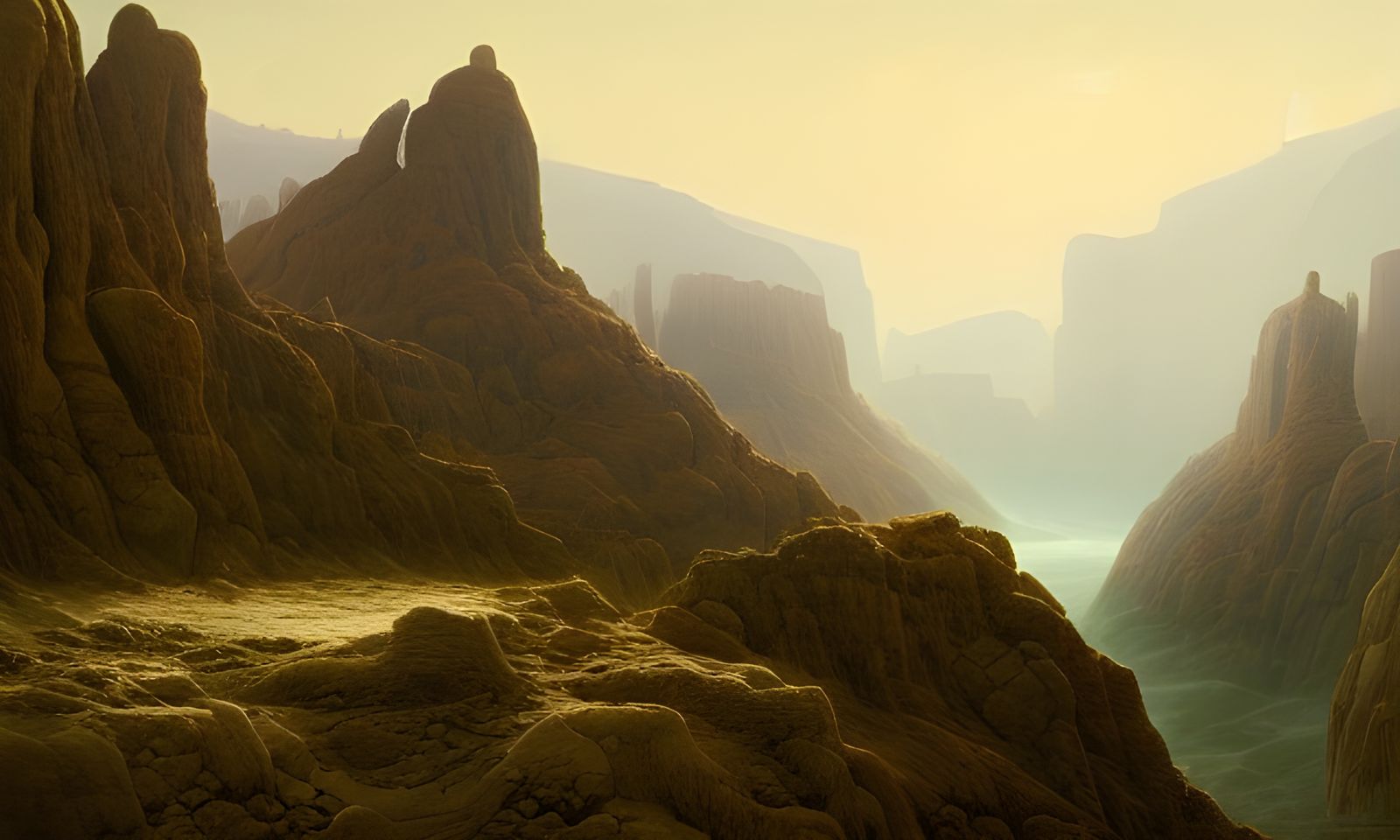 Desolate Canyon Valley: Surreal Digital Art