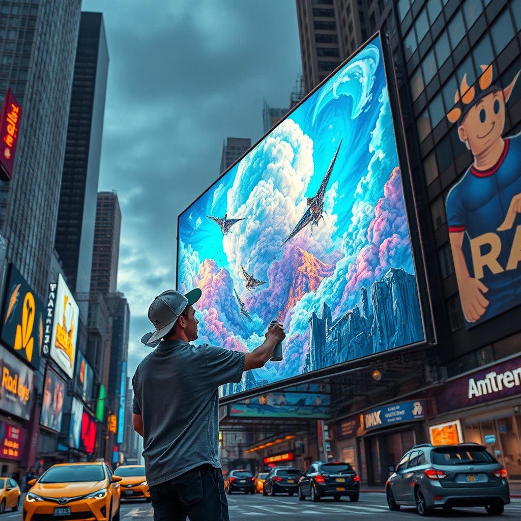 Street Artist's Mural on NYC Billboard