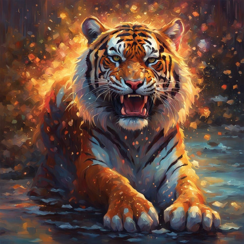 Regal Tiger Queen in Vibrant, Cosmic Splendor