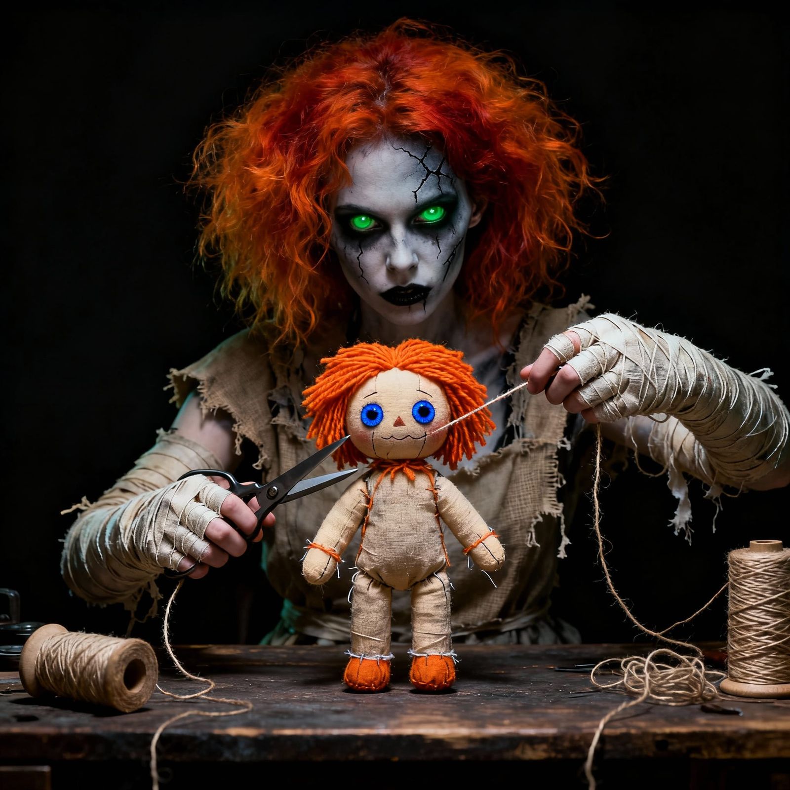 Creepy Doll Maker Scene With Sinister Ragdoll