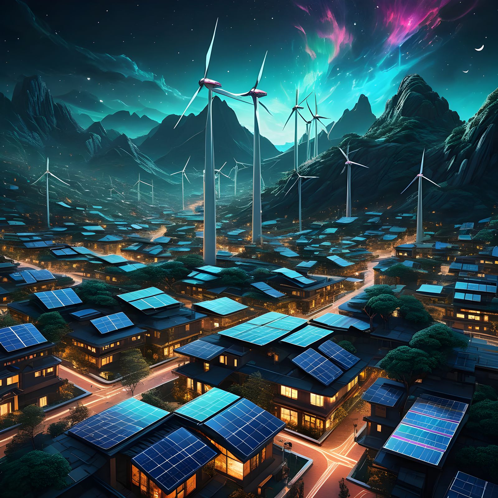 Solarpunk Windmill City