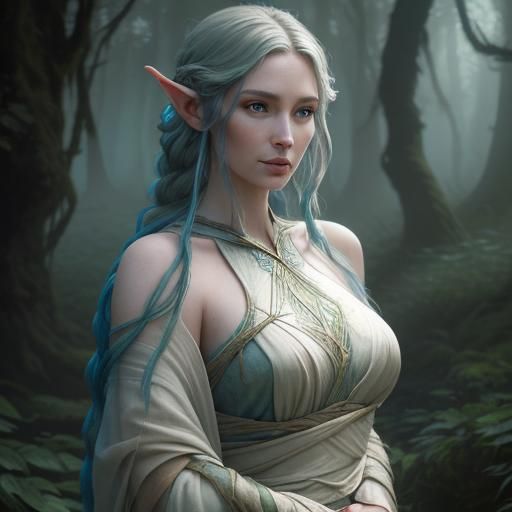 Elven Druid Emerges: Fantasy Cinematic Still