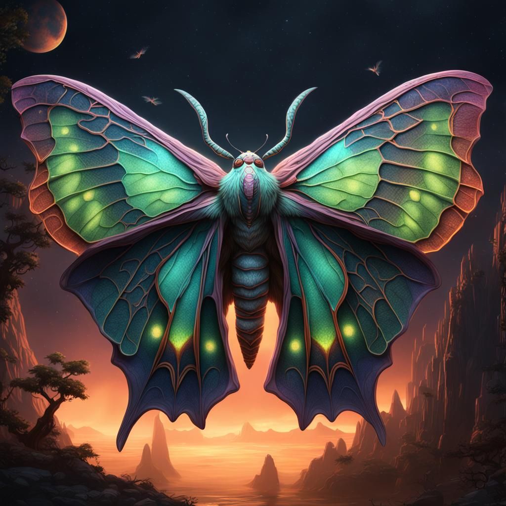 Glowing Lunar Moth: Fantasy Concept Art