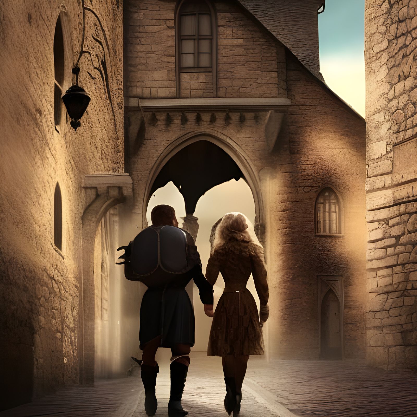 Medieval Town Walk: Cinematic Digital Painting
