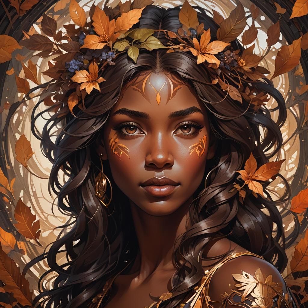Earthy Portrait of Brown Lady in Splash Art Style