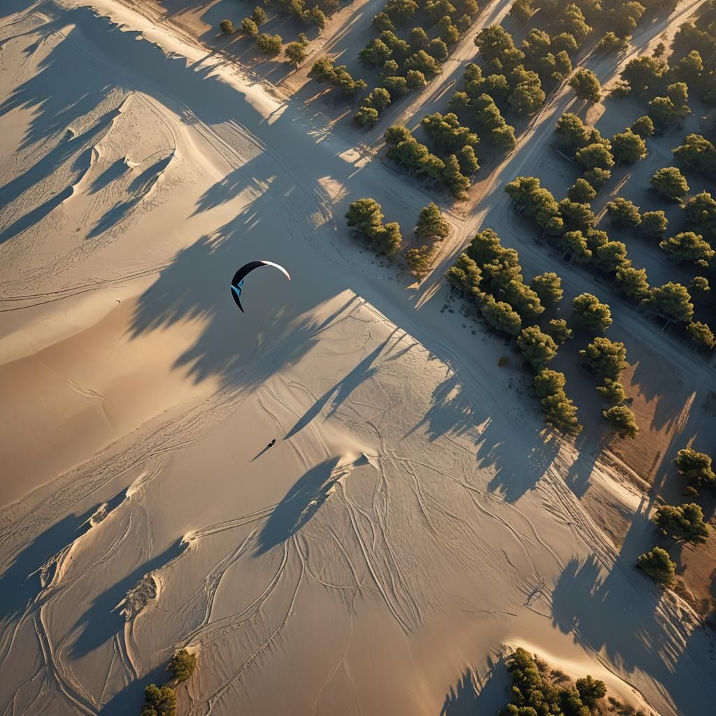 Hang Glider Soars Over North Carolina Dunes