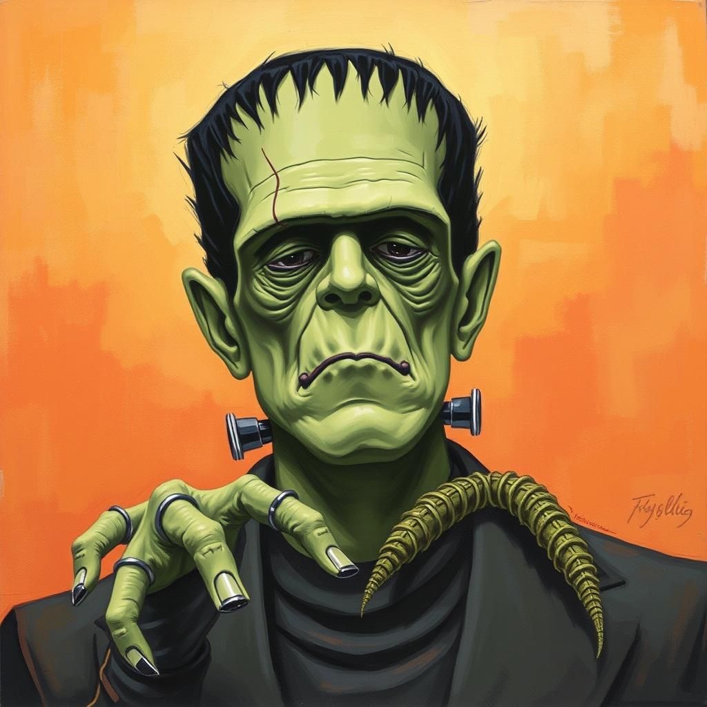 Frankenstein's Monster Portrait in Dramatic Lighting