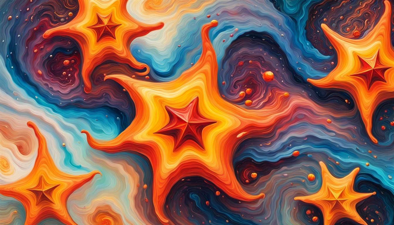 Cosmic Stars Spin in Vivid Impasto Oil Painting