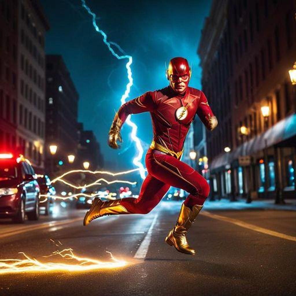 The Flash, portrayed by Grant Gustin, running at Super Speed...