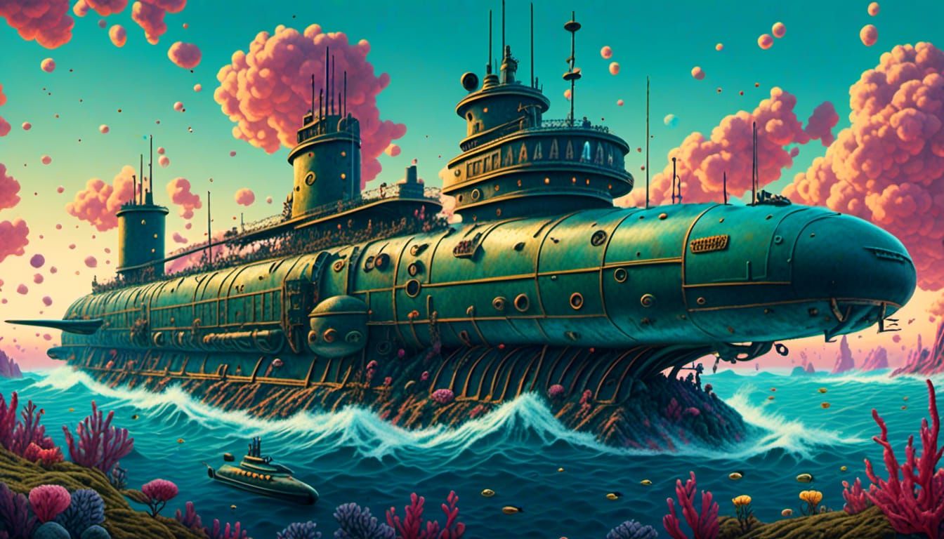 <lora:3D Mapping:1.0> Retrofuturism nuclear submarine cel-shaded