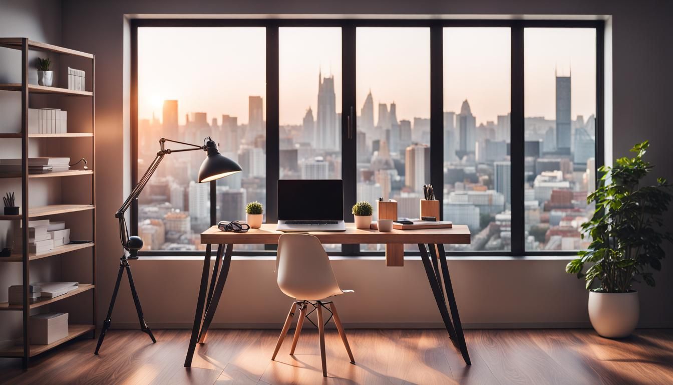 Cozy Minimalist Studio Office with City View