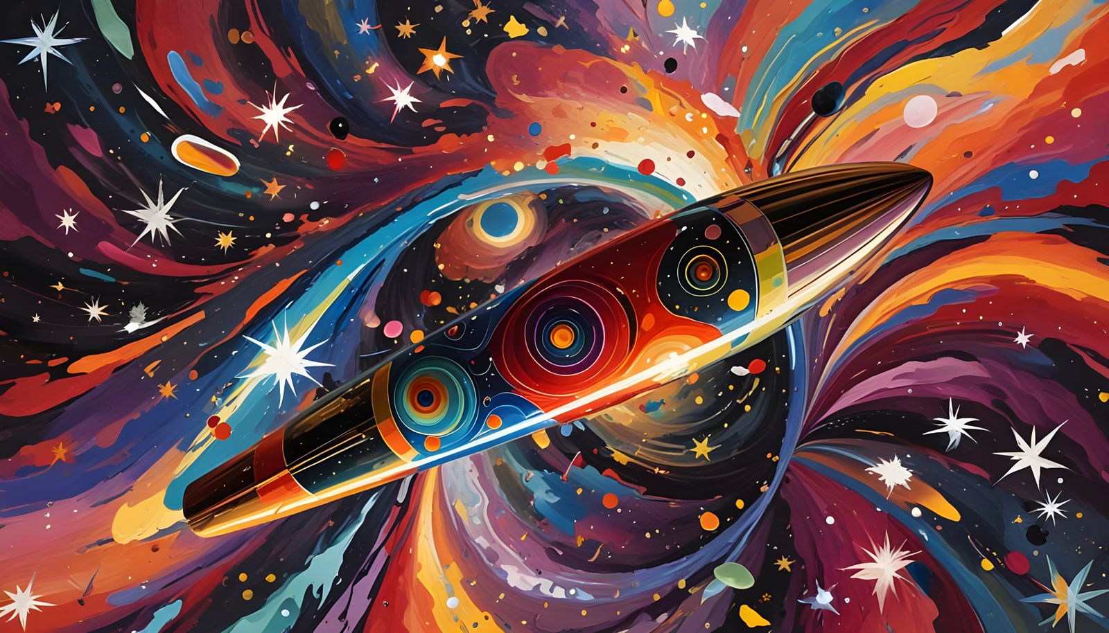 Spinning Metallic Cylinder Reflecting Iridescent Cosmos