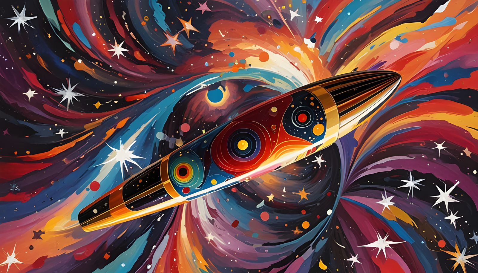 Iridescent Cylinder Reflecting a Cosmic Dreamscape