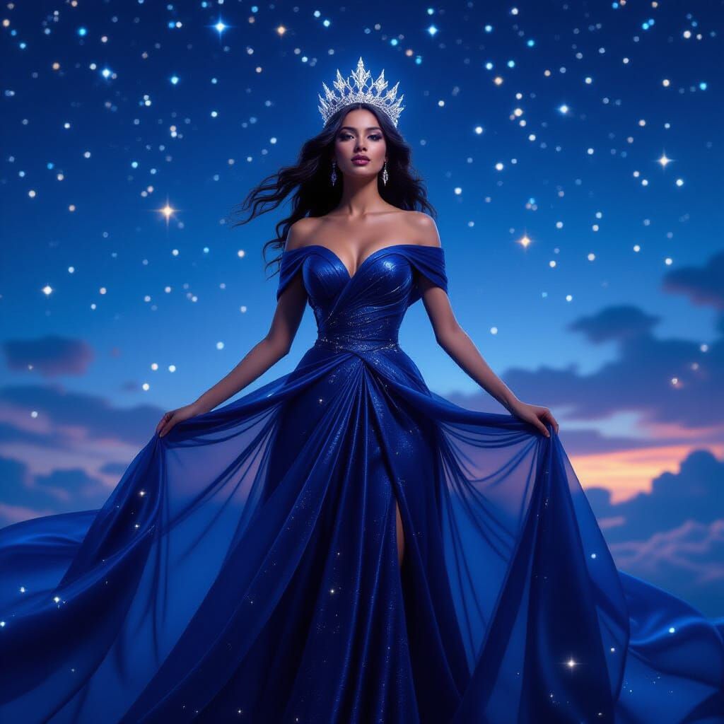 Cosmic Queen Under Starlit Sky in 8K