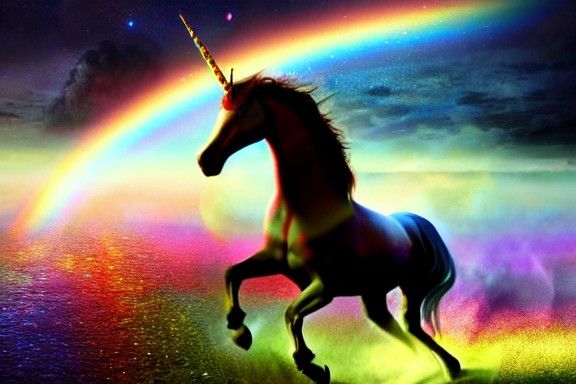 Cosmic Unicorn in Hyperrealistic 3D Landscape